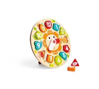 Hape Puzle de Reloj Robusto | Puzzle Encajable de Horas con Temática de Animales | Reloj de Aprendizaje en Inglés | para Niños a Partir de 3 Años