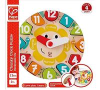 Hape Puzzle Reloj Enclavamiento de Madera - Aprender A Leer L'Hora Formas Y Colo