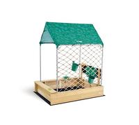 Hape Set de Cabaña para Arenero| Arenero de Jardín con Parasol Impermeable, Mesa de Actividades, Estación de Juegos de Agua, Cocina de Juegos de rol y Más | Arenero de Exterior con Juguetes de Jardín