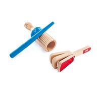 Hape Set de Percusión para Niños - Güiro y Claves con Mango Ergonómico, Instrumentos Musicales de Madera Suaves para los Oídos