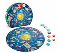 Hape Solar System Puzzle , Round Solar System Puzzle Toy for Kids, Solid Wood Pieces and a Glowing LED Sun