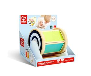 Hape Tambor Giratorio con Espejo, Juguete Montessori, Juguete Educativo Colorido para Promover la percepción sensorial, Juguete de Madera para bebés a Partir de 3 Meses