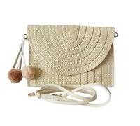 HAPEE Bolso cruzado de paja para mujer, bolso de playa para mujer, bolso de hombro bohemio a la moda, beige