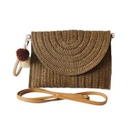 HAPEE Bolso cruzado de paja para mujer, bolso de playa para mujer, bolso de hombro bohemio a la moda, café