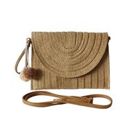 HAPEE Bolso cruzado de paja para mujer, bolso de playa para mujer, bolso de hombro bohemio a la moda, Khaki
