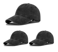 HAPEE Gorra de béisbol para hombre, gorra clásica con cierre a presión, A-3P01-Negro X 3, Talla única
