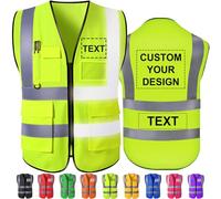 Hapelf chaleco de seguridad personalizado, chalecos reflectantes de alta visibilidad con bolsillos, cremallera, logotipo personalizable, clase 2 para hombres, ropa de trabajo de construcción