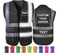 Hapelf chaleco de seguridad personalizado, chalecos reflectantes de alta visibilidad con bolsillos, cremallera, logotipo personalizable, clase 2 para hombres, ropa de trabajo de construcción