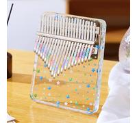Hapihom Calimba de 17 tonos con bolsillo para piano, piano de pulgar, piano transparente de acrílico con manual de instrucciones (idioma español no garantizado), martillo de afinación, adhesivo de