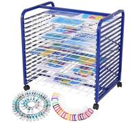 Hapihom Estante de secado de cuadros con 16 compartimentos y ruedas extraíbles, estante de secado de imágenes móvil para aulas, estudios, arte, impresiones 66 x 46 x 66 cm - A