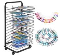 Hapihom Estante de secado de cuadros con 25 compartimentos y ruedas extraíbles, estante de secado de fotos móvil para aulas, estudios, arte, impresiones 45 x 35 x 105 cm