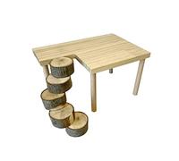 Hapihom Estantería de madera natural para plataformas de hámster Golden Bear accesorios de jaula de doble piso para escalada y jugar escalera redonda
