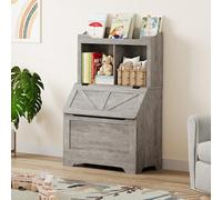 Hapihom Estantería para niños y juguetes 2 en 1, estantería infantil con tapa abatible y 4 compartimentos abiertos, estantería de almacenamiento para dormitorio, guardería, escuela, pasillo, 79 x 40 x