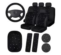 Hapihom Juego de 15 fundas de asiento de coche para mujer, con purpurina, de terciopelo, transpirable, con purpurina, para el coche, para la consola central