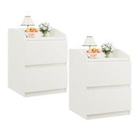 Hapihom Juego de 2 mesitas de noche con 2 cajones, resistentes al agua, para salón y dormitorio, 40 x 60 x 58 cm