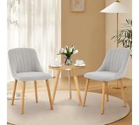 Hapihom Juego de 2 sillas de comedor, silla tapizada moderna con respaldo curvado y patas de roble, silla de cocina, comedor, salón y oficina