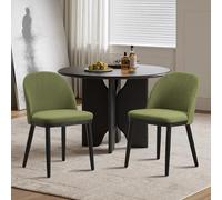 Hapihom Juego de 2 sillas de comedor, sillas de cocina, hasta 150 kg, silla tapizada de lino con respaldo curvo y cojines gruesos, sillas de comedor para salón, comedor, cocina - C