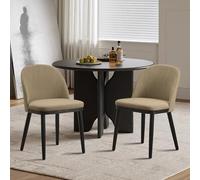 Hapihom Juego de 2 sillas de comedor, sillas de cocina, hasta 150 kg, silla tapizada de lino con respaldo curvo y cojines gruesos, sillas de comedor para salón, comedor, cocina - D