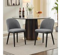 Hapihom Juego de 2 sillas de comedor, sillas de cocina, hasta 150 kg, silla tapizada de lino con respaldo curvo y cojines gruesos, sillas de comedor para salón, comedor, cocina - B