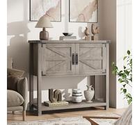 Hapihom Mesa consola auxiliar con espacio de almacenamiento y estante, 80 x 36 x 86 cm, mesa de sofá de madera, estilo rústico, rectangular, mesa de almacenamiento para entrada, pasillo, sala de estar