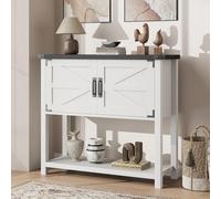 Hapihom Mesa consola auxiliar con espacio de almacenamiento y estante, 80 x 36 x 86 cm, mesa de sofá de madera, estilo rústico, rectangular, mesa de almacenamiento para entrada, pasillo, sala de estar