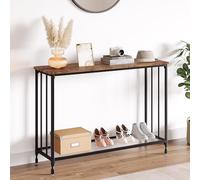 Hapihom Mesa consola estrecha con estante, 105 x 30 x 81 cm, mesa auxiliar con estructura de metal estable, mesa de pasillo, ahorra espacio, estrecha