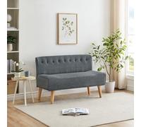 Hapihom Sofá de tela de 2 plazas, pequeño sofá con aspecto de lino y patas de madera, moderno sofá de salón, fácil montaje, 117 x 56 x 78 cm, mini sofá para salón, dormitorio, apartamento, oficina