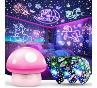 Hapikids Unicornios para Niñas, Unicornia Regalo Niño 2 3 4 5 Años Lampara Seta Proyector Estrellas Unicornio Luz Nocturna Infantil Lampara Bebe Juguetes Niños 2 3 4 5 6 7 Años Regalos para Niños