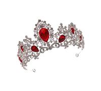 HAPINARY 1 Pc Tiara Del Desfile De Bodas Accesorio Para El Cabello De La Boda Nupcial Tiara Brillante Princesa Reina Tocados De Novia Diadema De Boda Rojo Metal