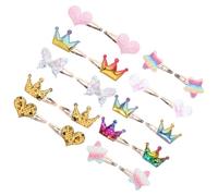 HAPINARY 10 Pares Pinzas Cabello con Brillo Pinzas Cabello con Lentejuelas Degradadas con Forma de Estrella de Corazón y Alas para Fiestas de Cumpleaños Festivales y Días Festivos