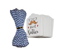 HAPINARY 100 piezas Etiquetas para Día del Padre Tarjetas Colgantes Creativas con Diseño de Bigote y Gafas para Mensajes y Recuerdos