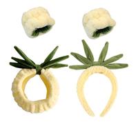 HAPINARY 1juego Diademas y Muñequera De Piña Para Cuidado Facial y Maquillaje Accesorios De Belleza Prácticos y Coloridos Para Lavado De Cara y Uso Diario