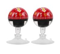 HAPINARY 2 Bolas de brújula para Coche: Bola guía para navegación de Montaje en Tablero, con Varilla Inferior para Encontrar la dirección - Accesorios para Coche, Color Rojo