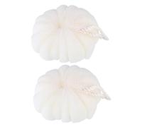 HAPINARY 2 Bolas Exfoliantes para Ducha en Forma de Pétalos, Material Pe Beige, Fácil de Hacer Burbujas, Cuerda para Colgar, Cómodo Uso en Baño, Paquete de 2 Piezas