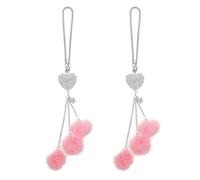 HAPINARY 2 Colgantes de Espejo retrovisor con Forma de corazón, con Brillantes Diamantes de imitación, para decoración de Coche, Bolas de Peluche Suaves para San Valentín.