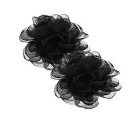 HAPINARY 2 Hebillas de Flores para Zapatos de Tacón Alto para Mujer, Clips Desmontables de Tela Negra Elegantes y Clásicos para Fiestas y Eventos Nocturnos, Pack de 2 Piezas