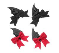 HAPINARY 2 Pares Horquillas Murciélago y Alas de Demonio para Halloween Accesorios Góticos para Pelo Clips Dobles para Disfraces y Decoración DIY Negro y Rojo
