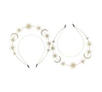 HAPINARY 2 Piezas Diadema Doble Capa Metal Dorado con de Seis Puntas y Luna Accesorio Cosplay para Fiestas Bodas Festivos