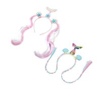 HAPINARY 2 Piezas diadema infantil con disfraz para niñas de sirena diadema con coleta diademas diadema de sirena de pelo falso accesorio para el cabello para el plastico