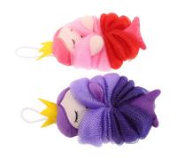 HAPINARY 2 Piezas Esponjas de Baño para 2 Piezas, Bola de Ducha de Malla en Colores Púrpura y Rosa Diseño de Princesa Marina, Esponja Exfoliante Corporal Infantil para Baño y Cuidado