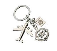 HAPINARY 2 Piezas Llavero de Avión y Brújula de Aleación Resistente Colgante Decorativo para Llaves Accesorios de Viaje Regalo para Familia y Compañeros
