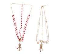 HAPINARY 2 Piezas Vintage Boho Head Chain con Perlas y Cristales Accesorio Ligero y Duradero para Bodas Festivales y Fiestas de Halloween Diseño Barroco Hecho Mano para Novia y Princesa