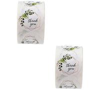 HAPINARY 2 Rollos Etiqueta Autoadhesiva De Bricolaje Apliques De Flores Pegatina De Palabras De Agradecimiento Pegatinas De Sellado Redondas Pegatina De Papel Kraft Pegatinas