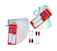 HAPINARY 2 Tarjetas de Multiplicación Reutilizables para Superficie Borrable y Bolígrafos de Tarjetas Educativas de Matemáticas Portátiles con Anillo para Aprendizaje Escolar