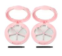 HAPINARY 2juegos Estuche Maquillaje Vacío Para Sombras y Pintalabios Con Espejo y Pincel Caja Rellenable Diy Portable Para Mujer Niñas