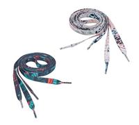 HAPINARY 2pares Cordones para Zapatos Deportivos Lazos Planos de Poliéster con Estampado Étnico para Zapatillas y Botas Estilo Totem y Floral