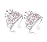 HAPINARY 2piezas Tocado De Niña Tiara De Princesa Cristales De Imitación Coronas De Cumpleaños Para Fiestas De Cumpleaños Actuaciones Decoraciones Cabello