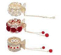 HAPINARY 3 Piezas Clips de Garra Metálicos para Coleta con Flor Decorativa y Borla de Perlas Sujetador Antideslizante para Cabello Accesorio Ligero y Versátil para Mujeres y Niñas