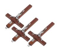 HAPINARY 3 piezas Colgantes de Madera con Crucifijo de Jesús de Decoración Cristiana para Manualidades Colgantes para Collar y Oraciones para DIY y Adornos Navideños