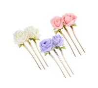 HAPINARY 3 Piezas Peony Flower Hairpins Lightweight Vintage Chinese Hair Sticks Bun Styling Combs For Women Brides Traditional Updo Accessories In Beige